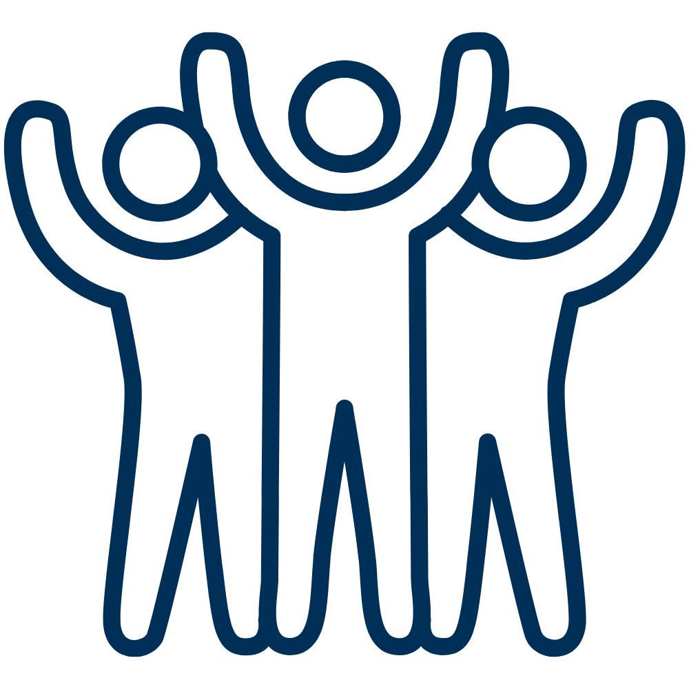 Empower Icon of 3 individuals with their arms raised